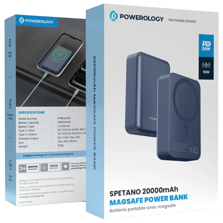 پاوربانک مگ سیف پاورولوژی 20000 mah مدل PPBCHA33