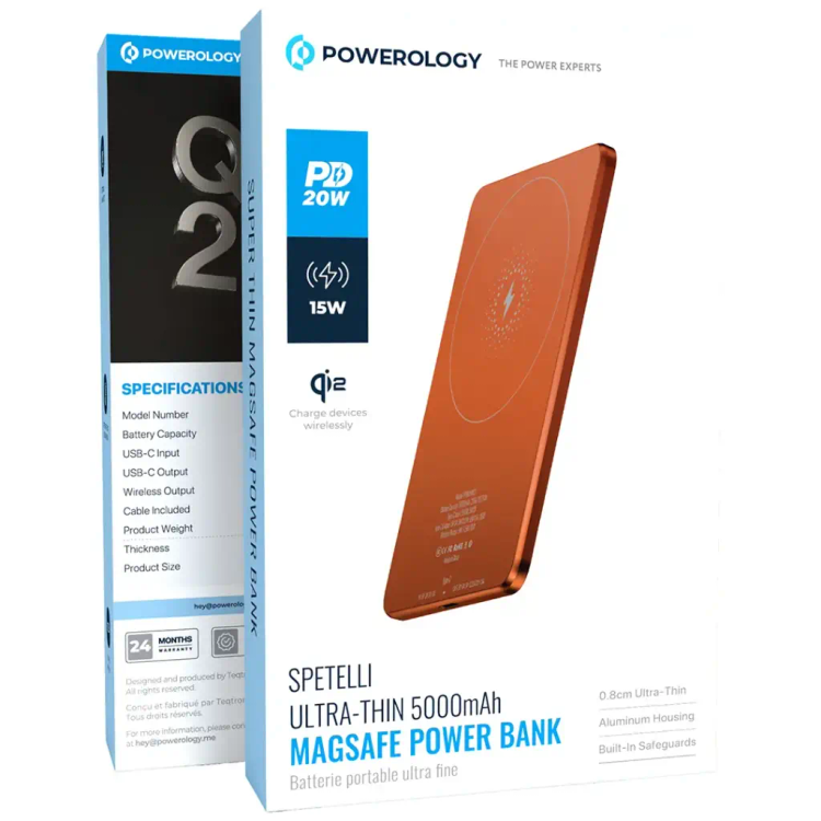 پاوربانک مگ سیف پاورولوژی مدل Powerology Ultra-Thin 5000mAh MagSafe PPBCHA63