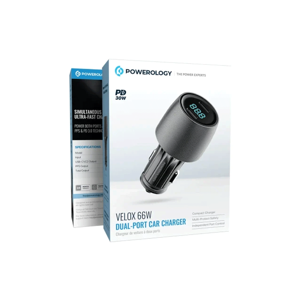 شارژر فندکی پاورولوژی مدل Powerology Velox 66W PCCSR021BK