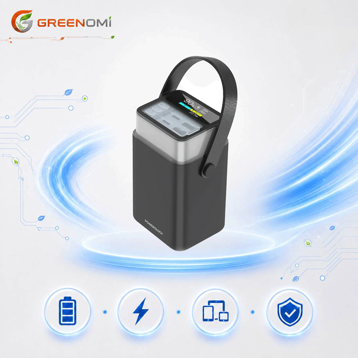 پاور بانک ۶۵ وات پاورولوژی 40000mah مدل Powerology Halo Beam