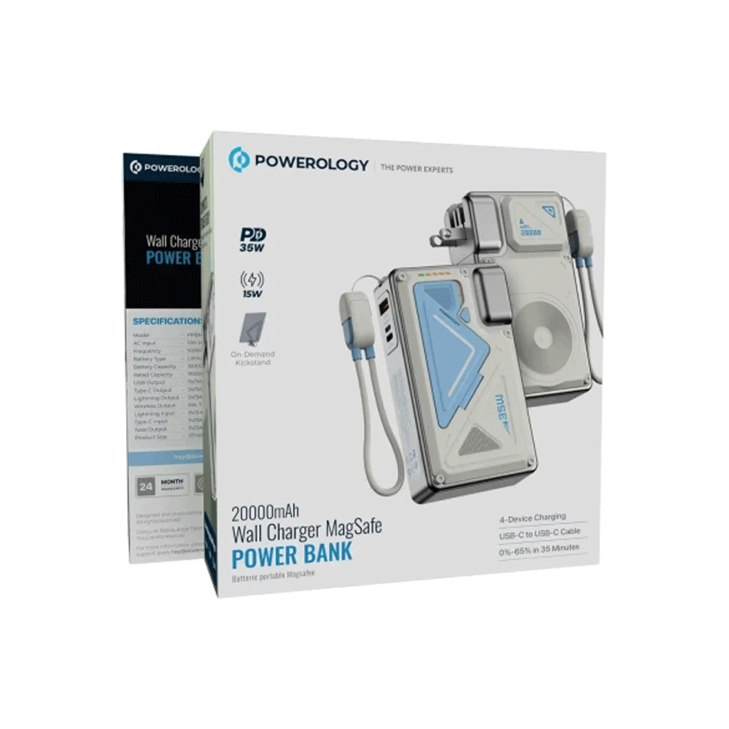پاوربانک مگ سیف پاورولوژی مدل Powerology Wall Charger MagSafe 20000mAh PPBMH104WH