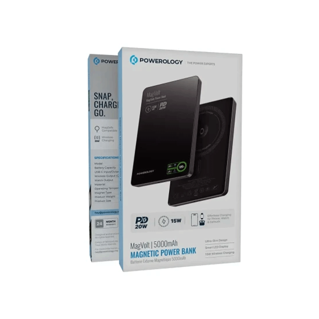 پاوربانک مگ سیف پاورولوژی مدل Powerology MagVolt 5000mAh Magnetic PPBCHA62BK