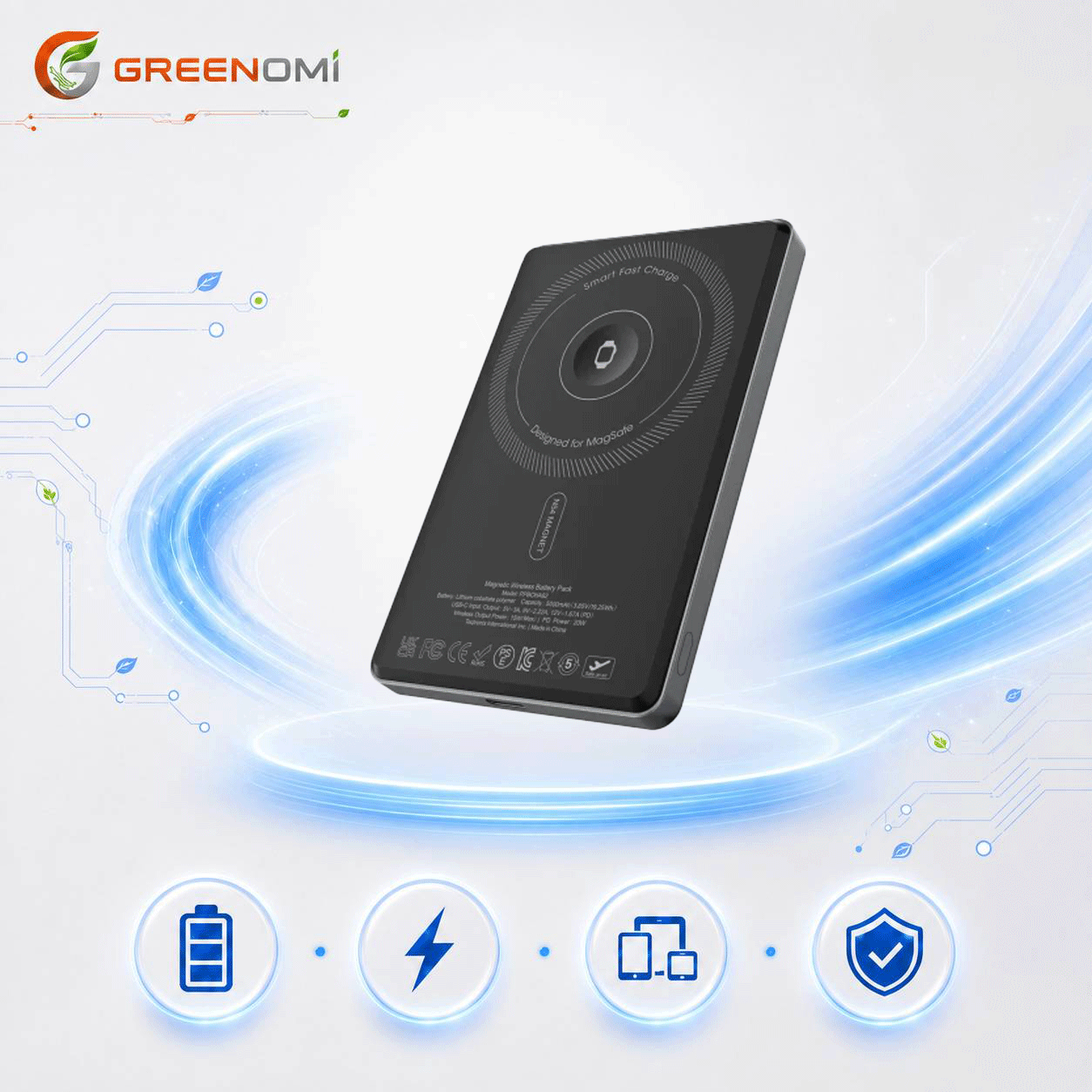 پاوربانک مگ سیف پاورولوژی مدل Powerology MagVolt 5000mAh Magnetic PPBCHA62BK