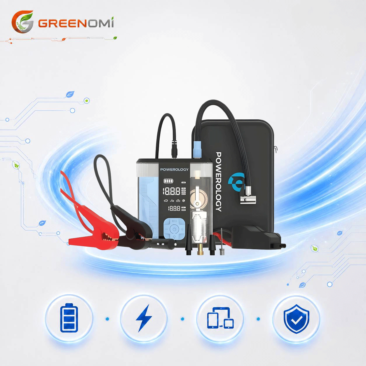 جامپ استارتر 12000mah  پاورولوژی مدل Powerology PPBCHA96
