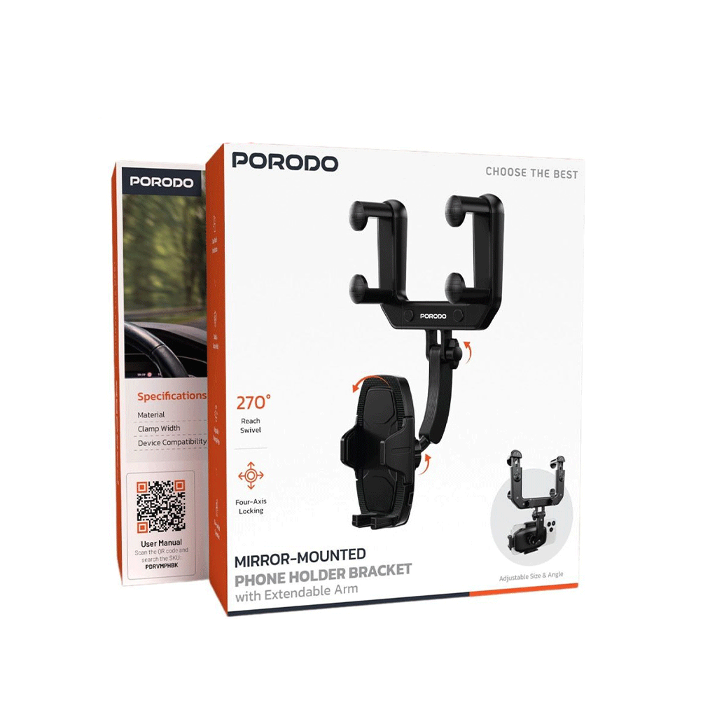 هولدر گوشی آینه جلو پرودو مدل Porodo PDRVMPH MIRROR MOUNT