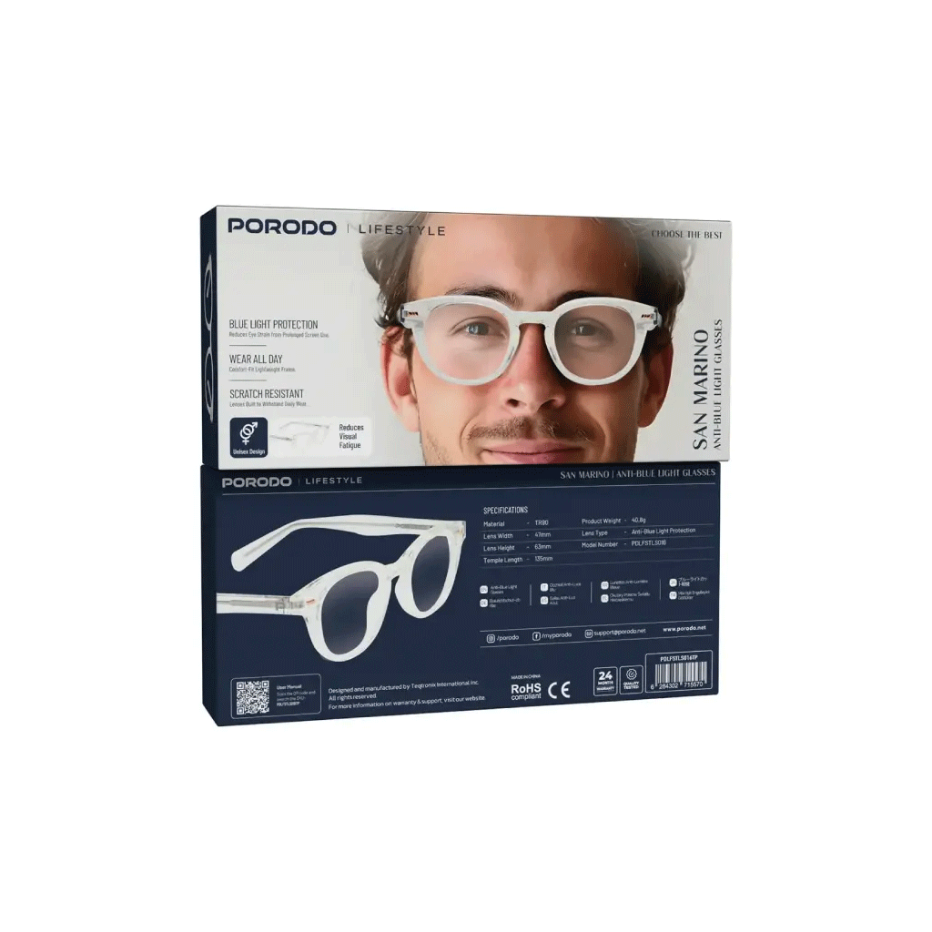 عینک بلوکات پرودو مدل Porodo San Marino Anti-Blue Light Glasses