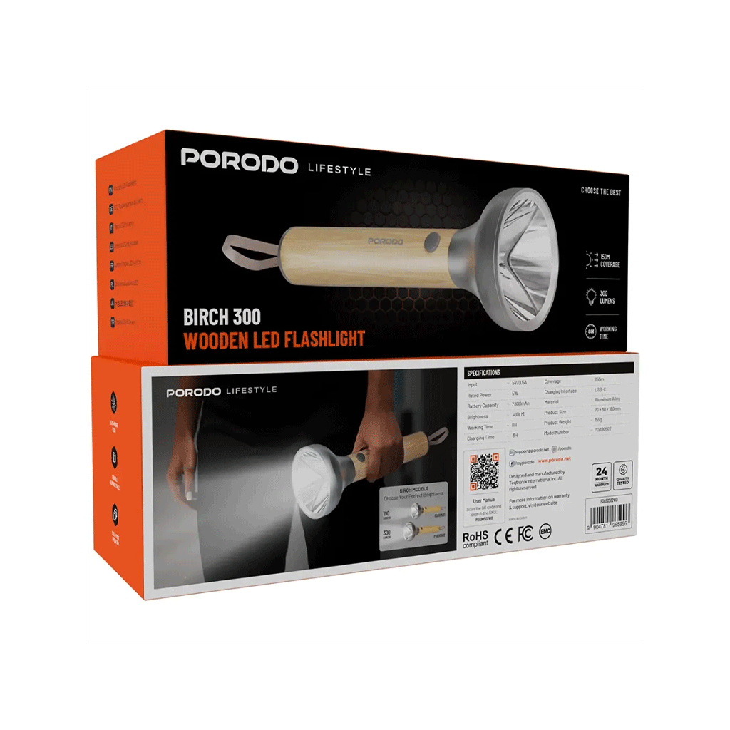 چراغ قوه شارژی پررودو مدل PORODO PDA90502WD