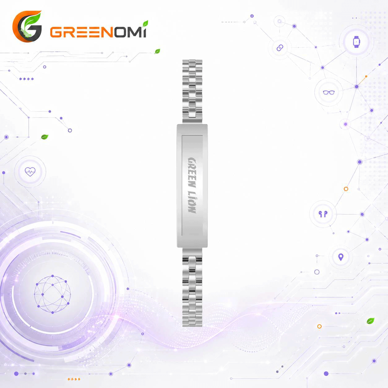 دستبند سلامتی و هوشمند گرین لاین مدل Green Lion Smart Bracelet Zink Alloy Case