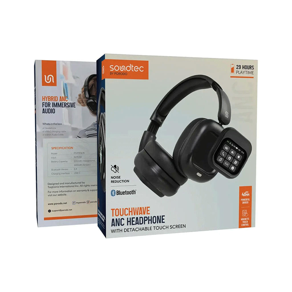 هدفون بلوتوثی پرودو مدل PORODO SOUNDTECH TOUCHWAVE ANC