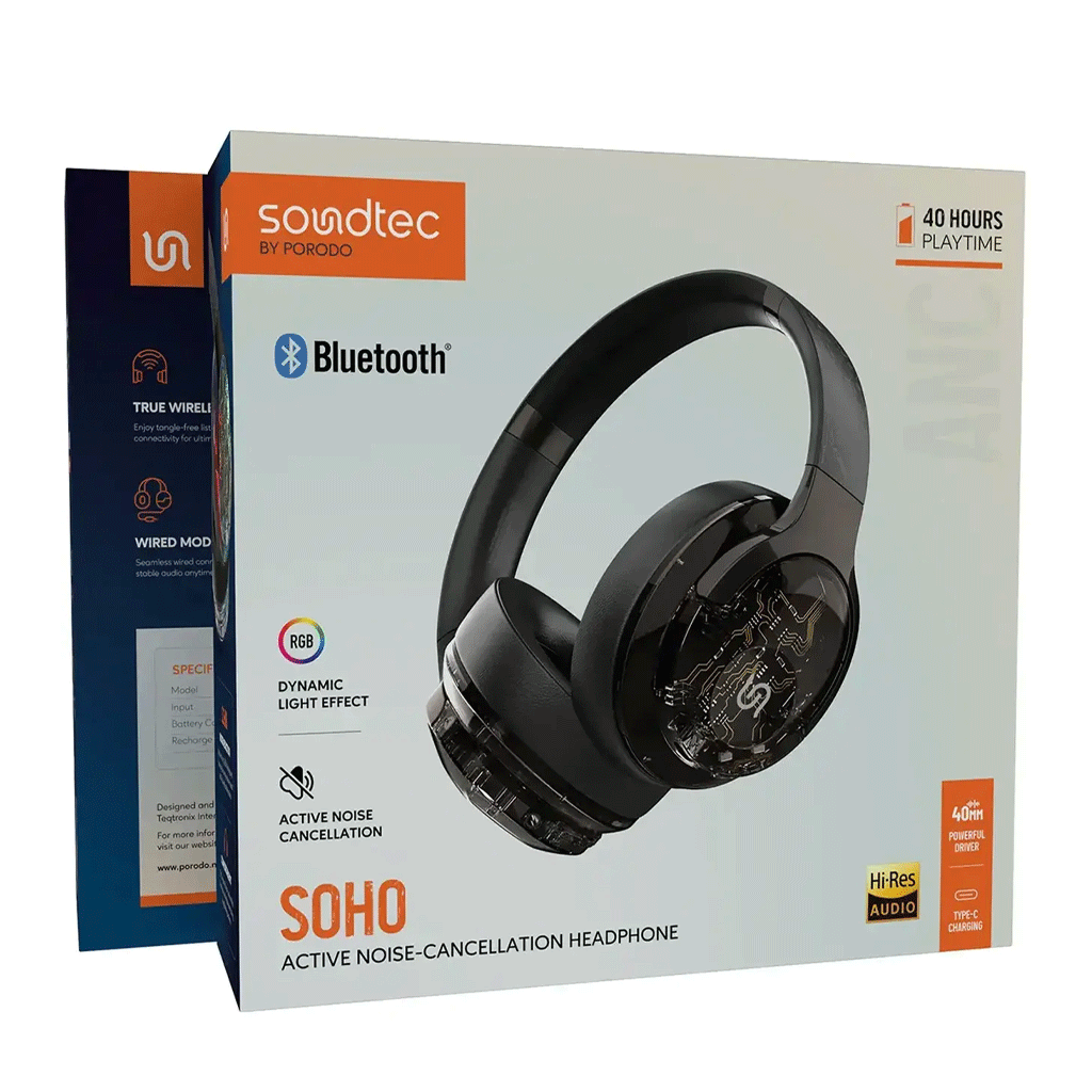 هدفون بلوتوثی پرودو مدل Porodo SOUNDTECH SOHO ANC