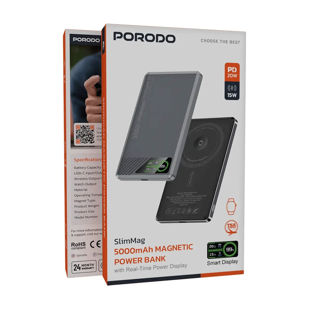 پاوربانک 5k mah 2 in 1 پرودو مدل Porodo TFT
