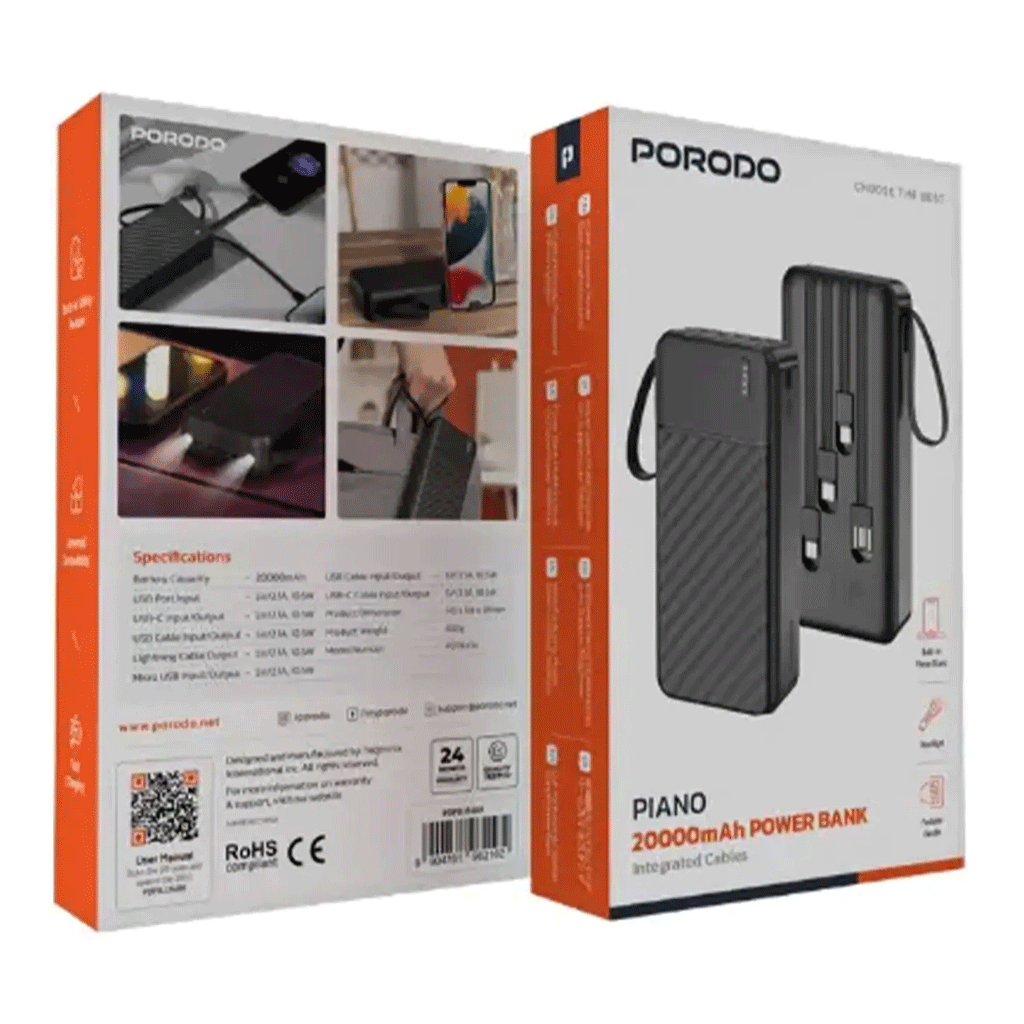 پاوربانک 10000mah پرودو مدل Porodo PIANO