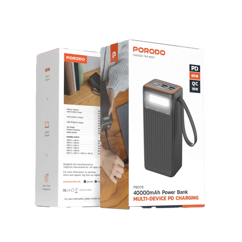 پاوربانک 40k پرودو مدل Porodo PB078
