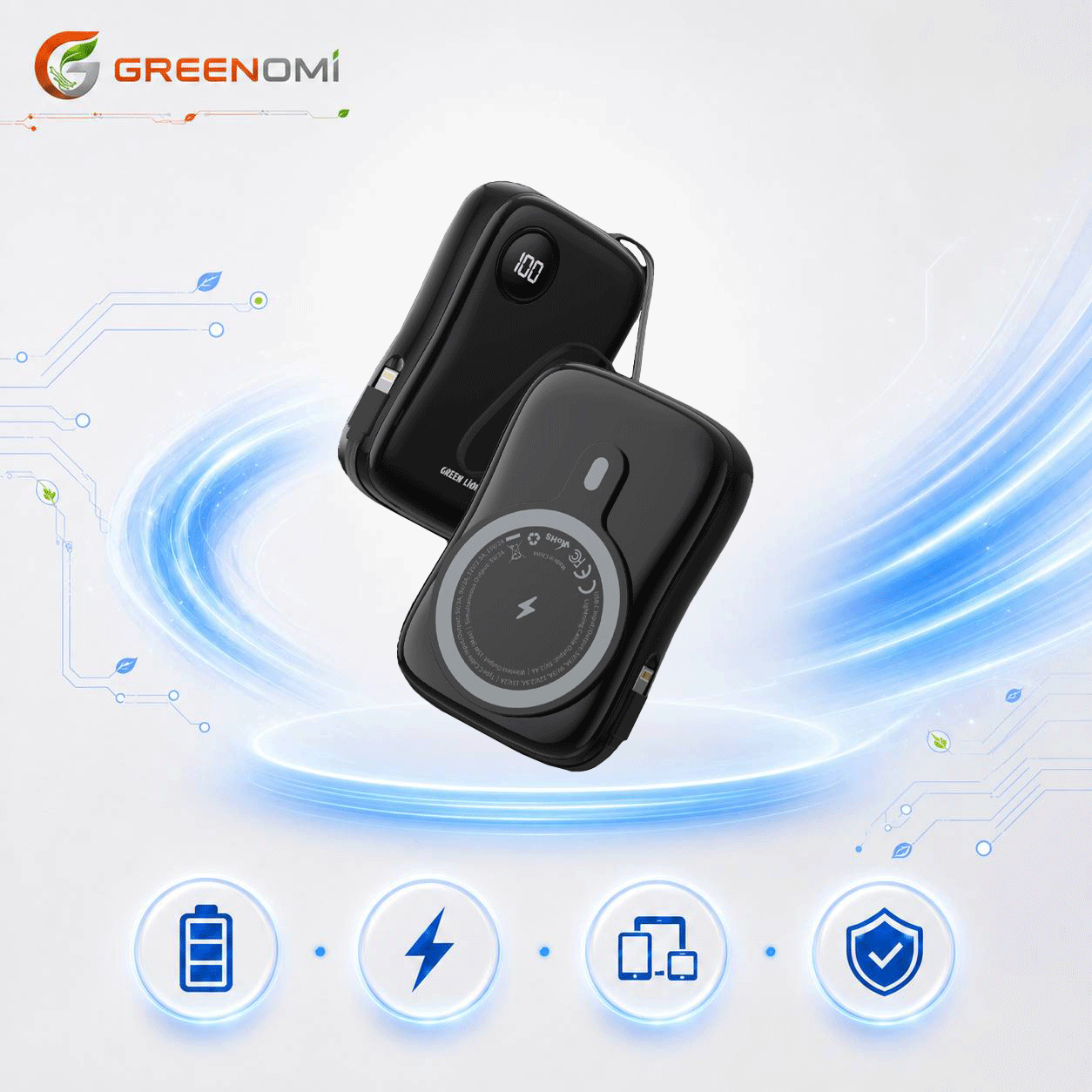 پاوربانک 10k گرین لاین مدل Green lion MAGPULSE
