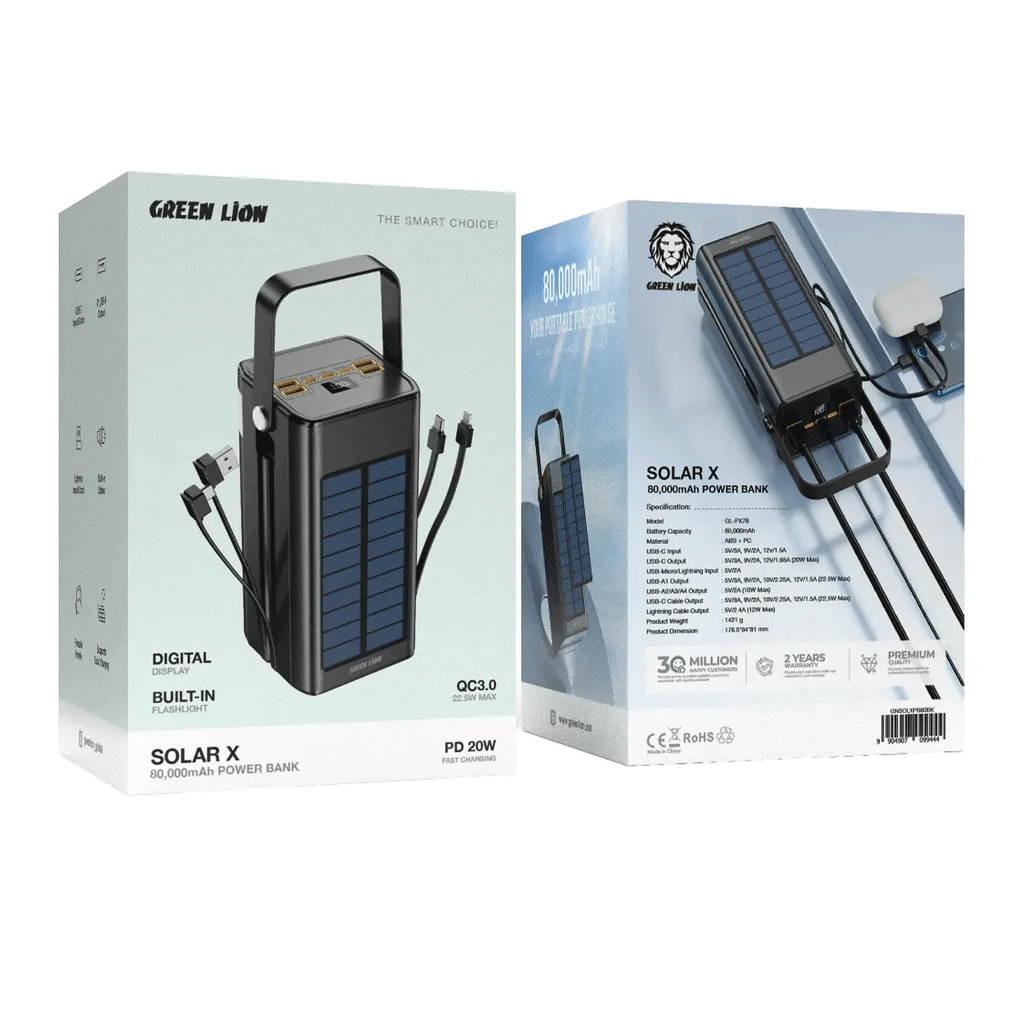 پاوربانک 60kگرین لاین مدل Green lion SOLAR X
