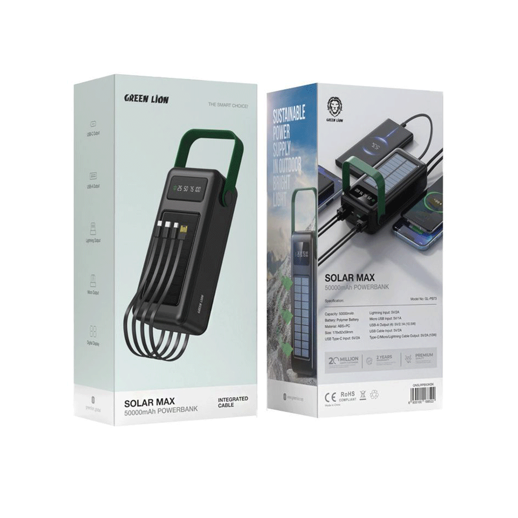 پاوربانک 30k گرین لاین مدل Green lion SOLAR MAX