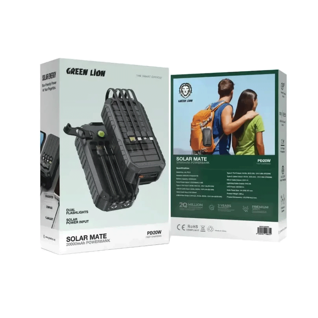 پاوربانک 20k گرین لاین مدل Green lion SOLAR MATE