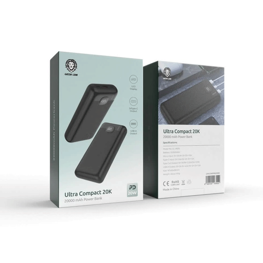 پاوربانک 20k گرین لاین مدلGreen lion ULTRA COMPACT