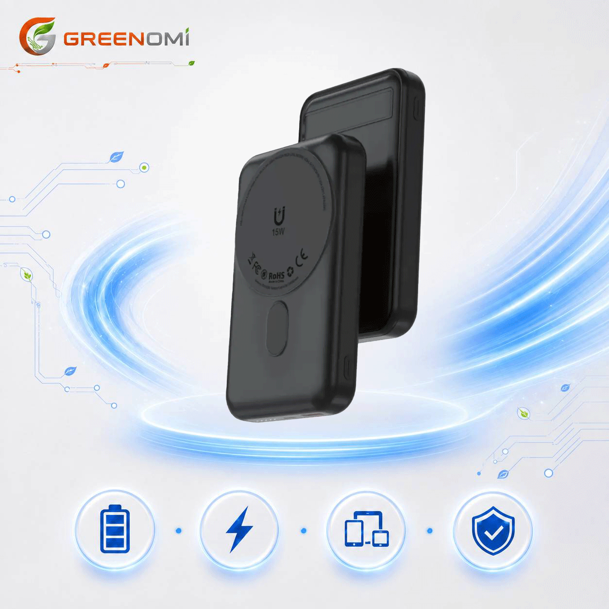 پاوربانک 10k گرین لاین مدل Green lion LAGOS Magsafe