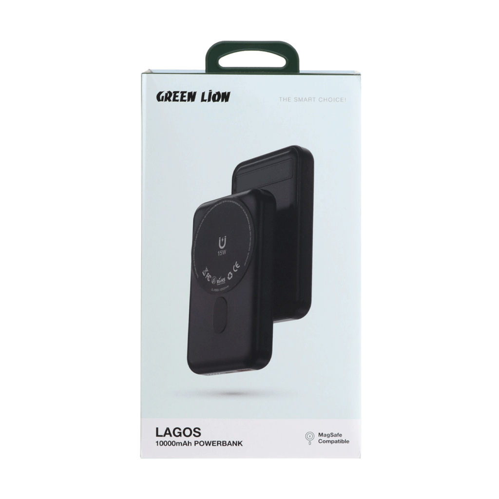 پاوربانک 10k گرین لاین مدل Green lion LAGOS Magsafe