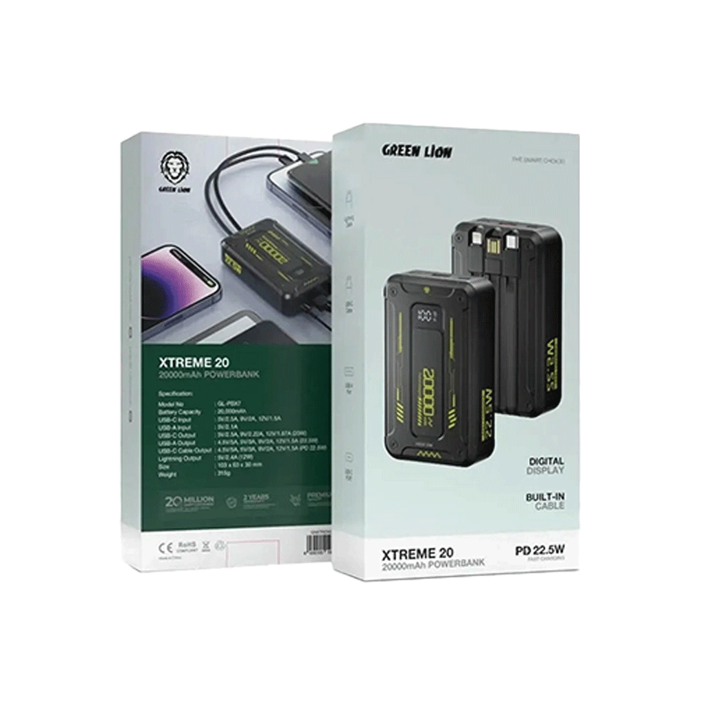 پاوربانک 20k گرین لاین مدل Green lion XTREAM20