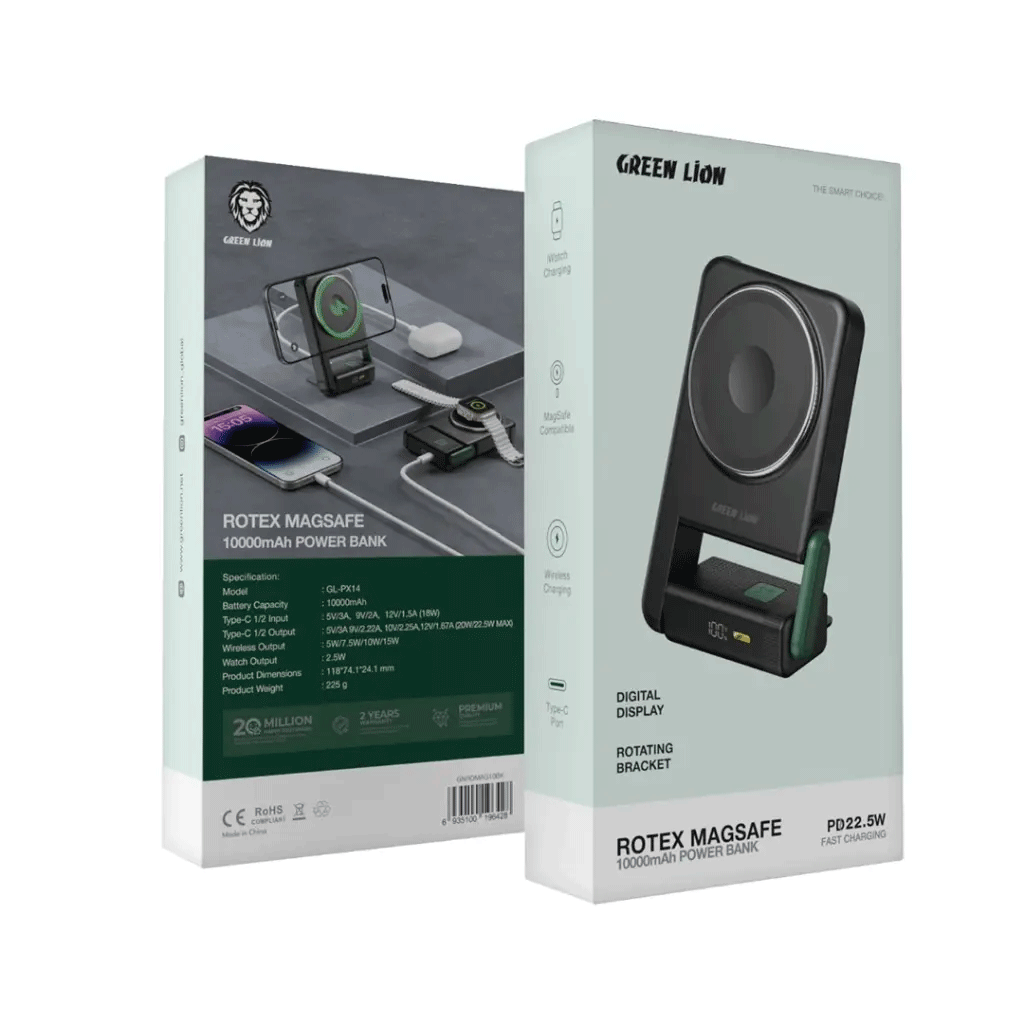 پاوربانک 10k گرین لاین مدل Green lion ROTEX MAGSAFE