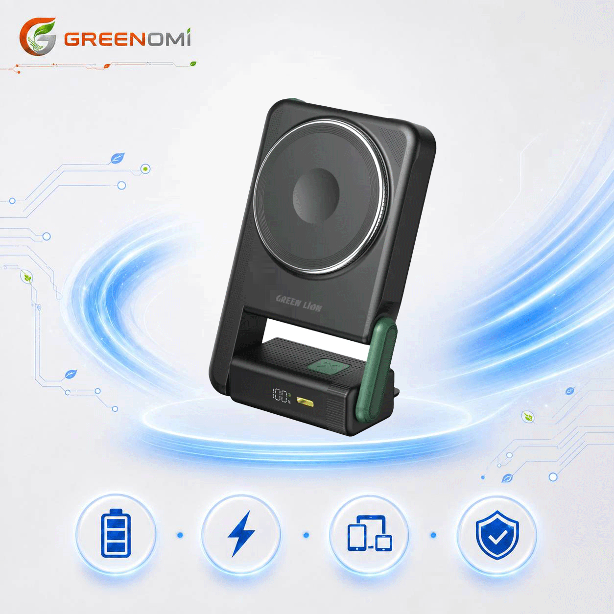 پاوربانک 10k گرین لاین مدل Green lion ROTEX MAGSAFE