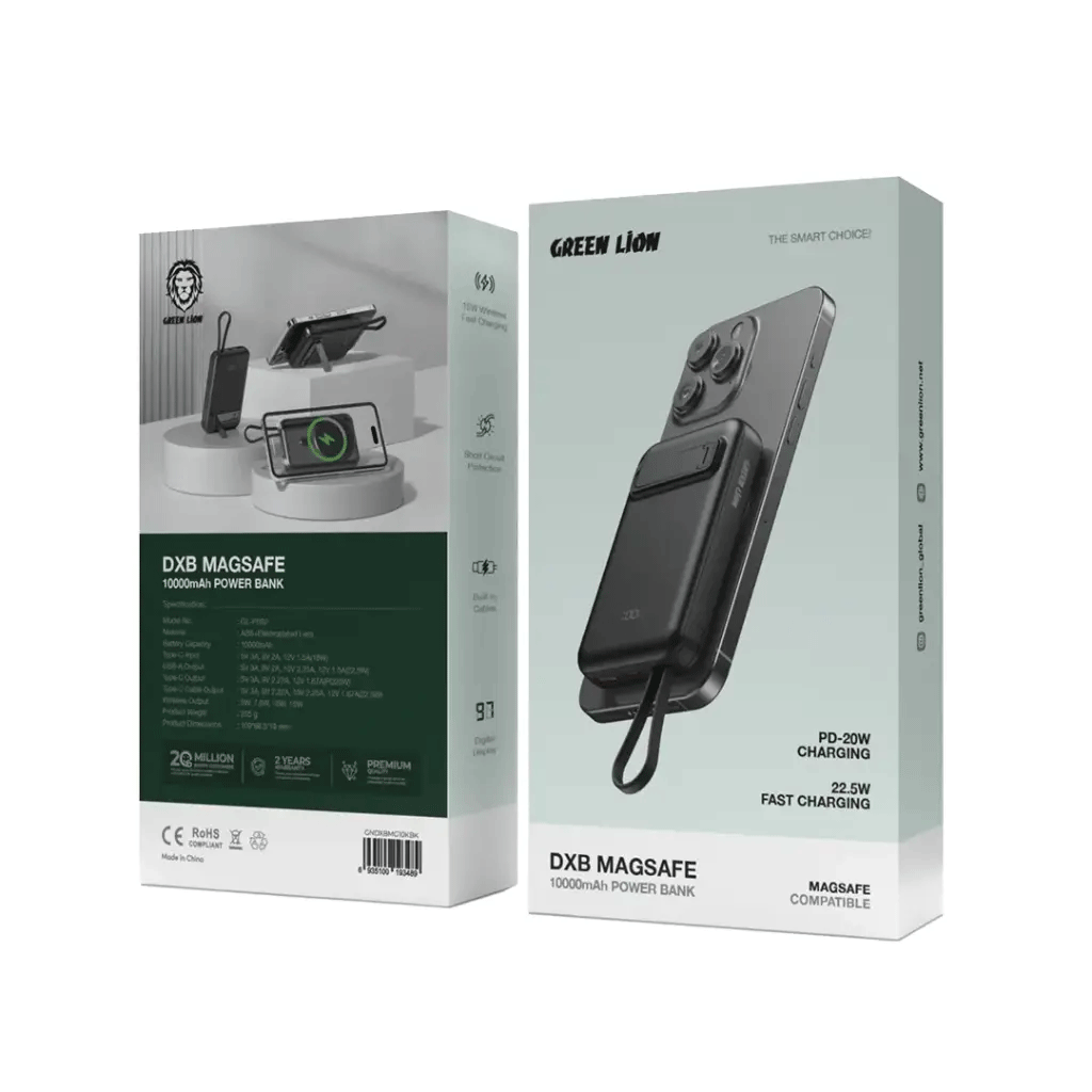 پاوربانک 10k گرین لاین مدل Green lion DXB MAGSAFE