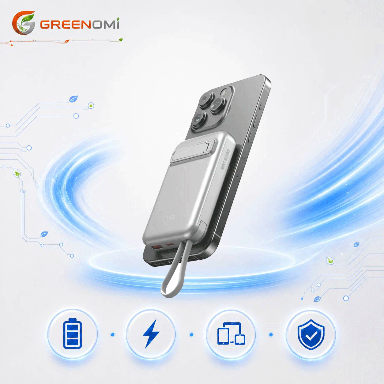 پاوربانک 10k گرین لاین مدل Green lion DXB MAGSAFE
