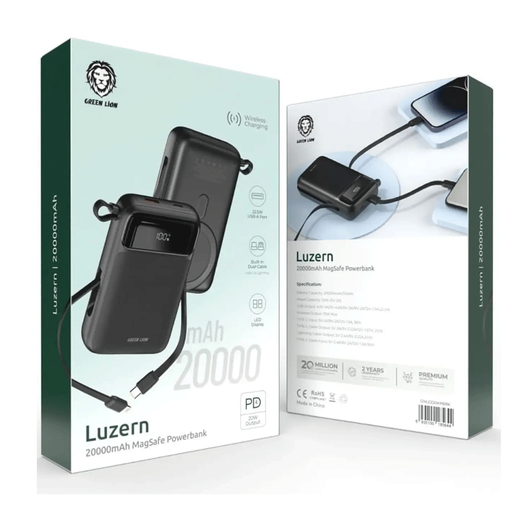 پاوربانک 10k گرین لاین مدل Green lion LUZERN
