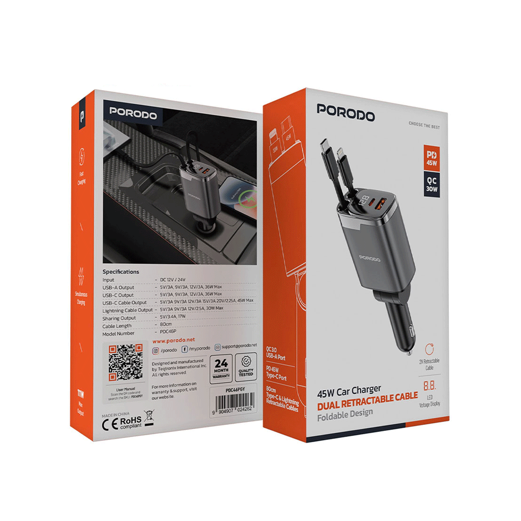 شارژر فندکی پرودو مدل Porodo PDC46PGY