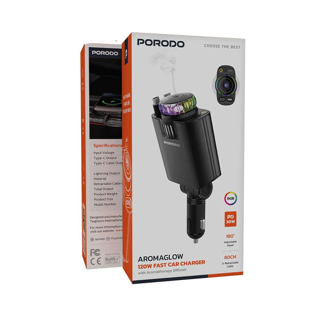 شارژر فندکی پرودو مدل Porodo PDCHD120WBK