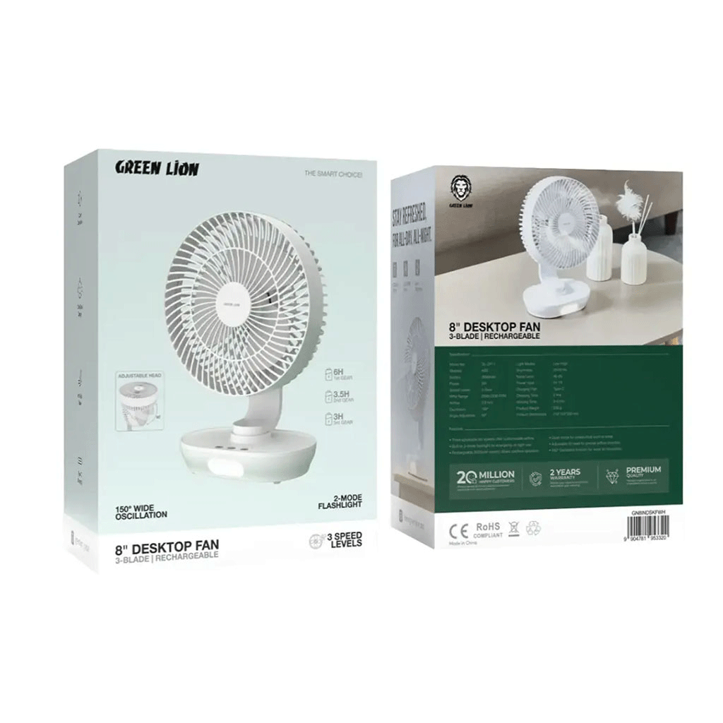 پنکه شارژی رومیزی گرین لاین Green Lion PORTABLE