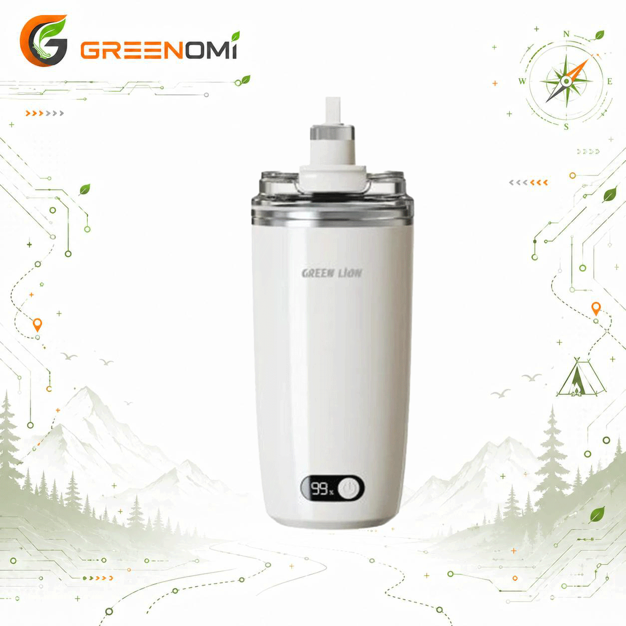 ماگ همزن دار گرین لاین مدل Green Lion AUTO STRRING