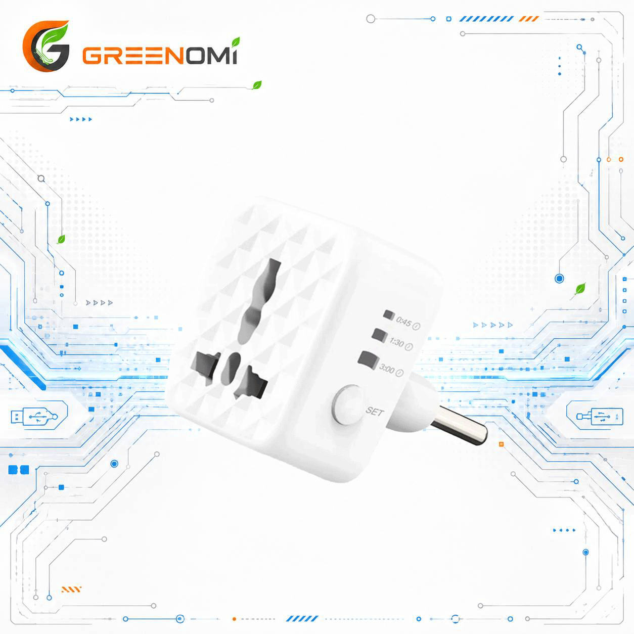 تبدیل سه به دو تایمدار گرین لاین مدل Green lion UNIVERSAL CONVECSION PLUG