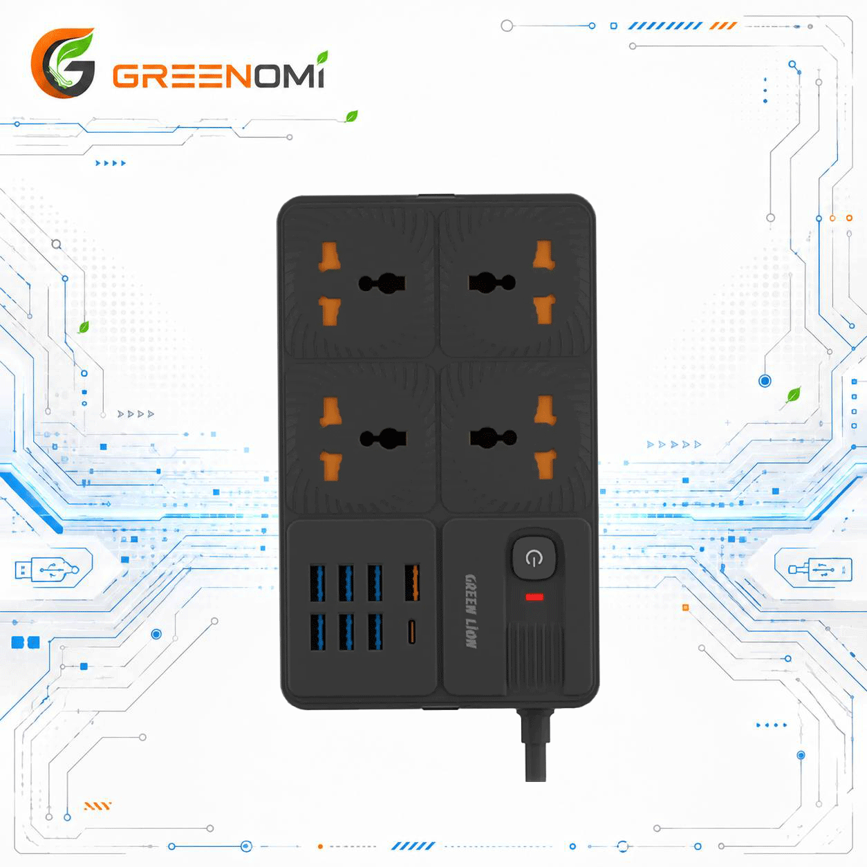 چند راهی برق گرین لاین مدل Green lion  7 USB APD PORT