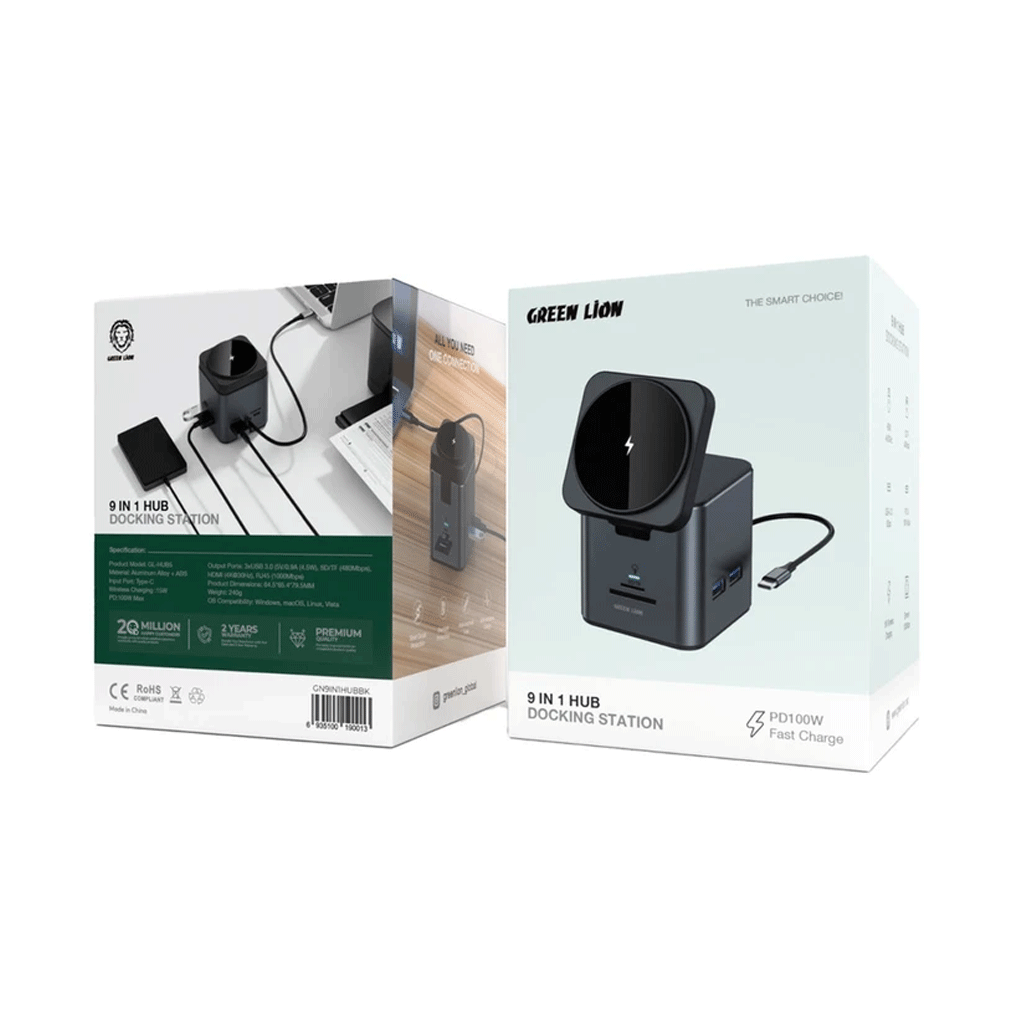 هاب 9 کاره وایرلس گرین لاین مدل Green lion DOCKING STATION