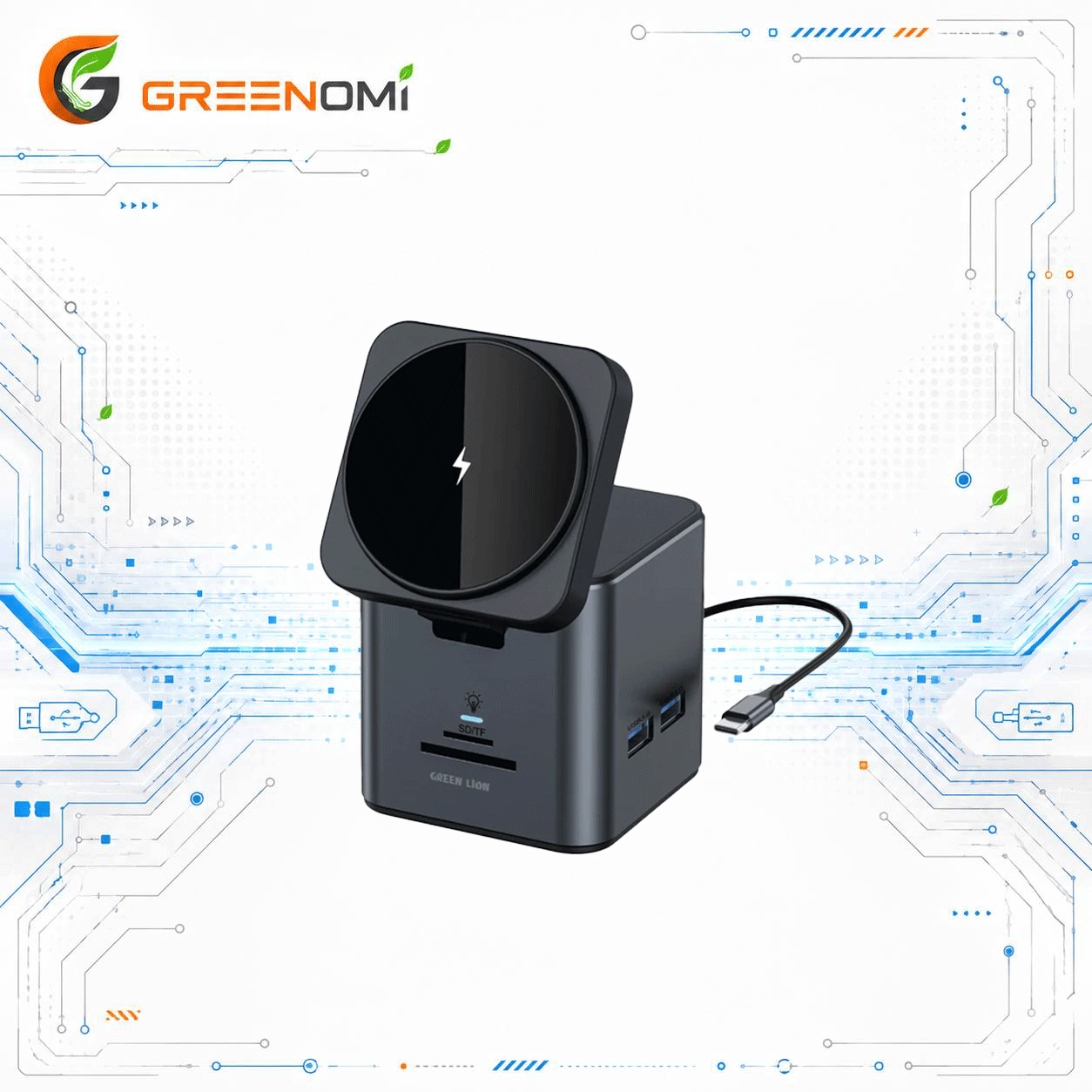 هاب 9 کاره وایرلس گرین لاین مدل Green lion DOCKING STATION