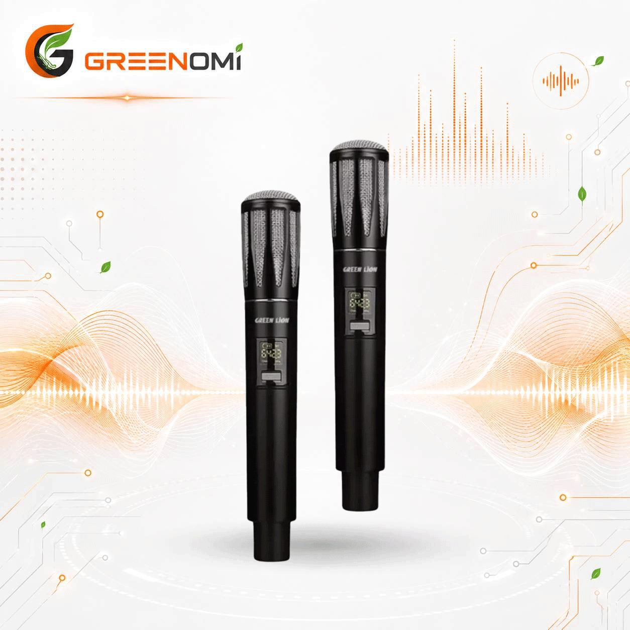 میکروفون دوتایی بی سیم گرین لاین مدل Green lion DUAL MIC CORDLESS