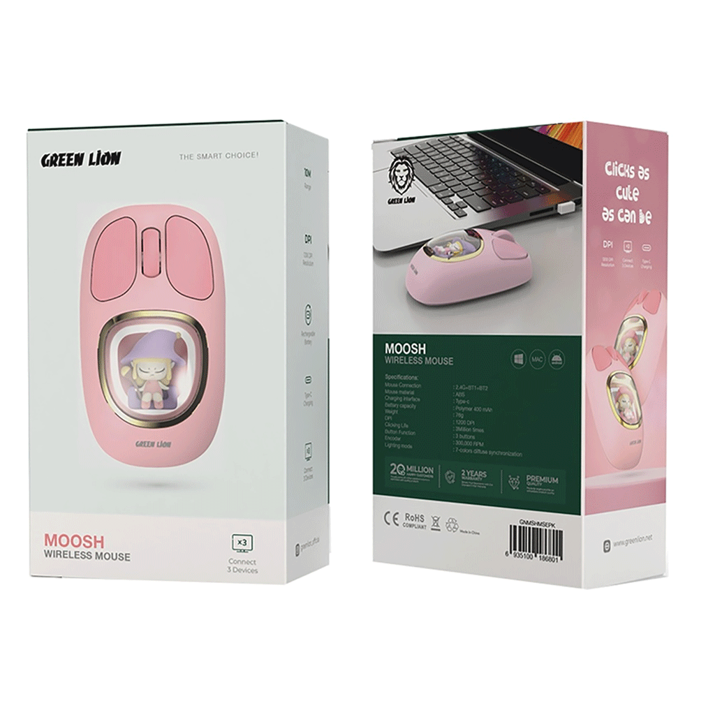 موس کامپیوتر گرین لاین مدل Green lion moosh wireless mouse