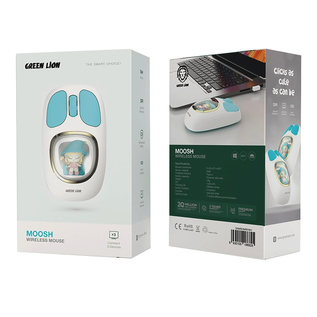 موس کامپیوتر گرین لاین مدل Green lion moosh wireless mouse