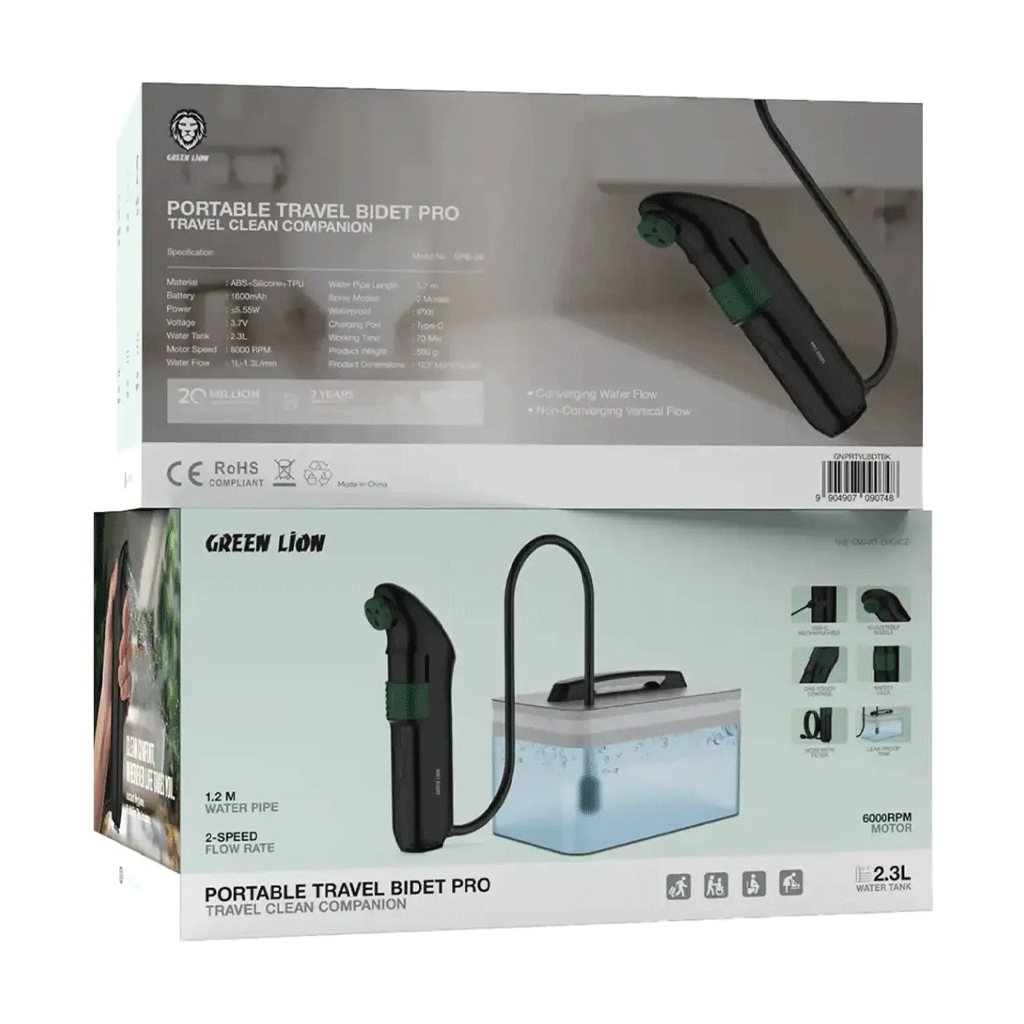 بیده پمپ دار کمپی گرین لاین مدل Green lion PORTABLE TRAVEL BIDET PRO WHIT TANK