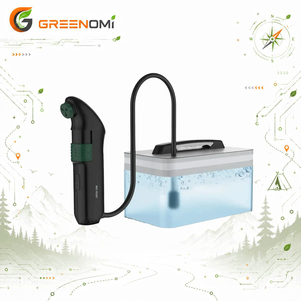 بیده پمپ دار کمپی گرین لاین مدل Green lion PORTABLE TRAVEL BIDET PRO WHIT TANK