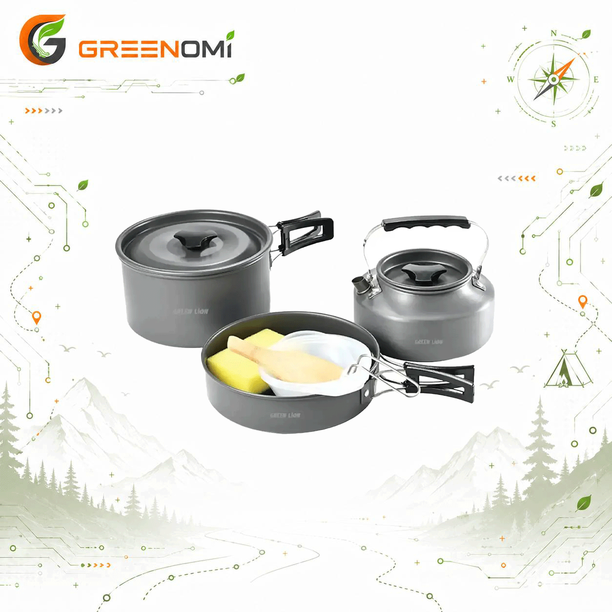 ست آشپزخانه کمپینگ گرینلاین Green lion 7 in 1