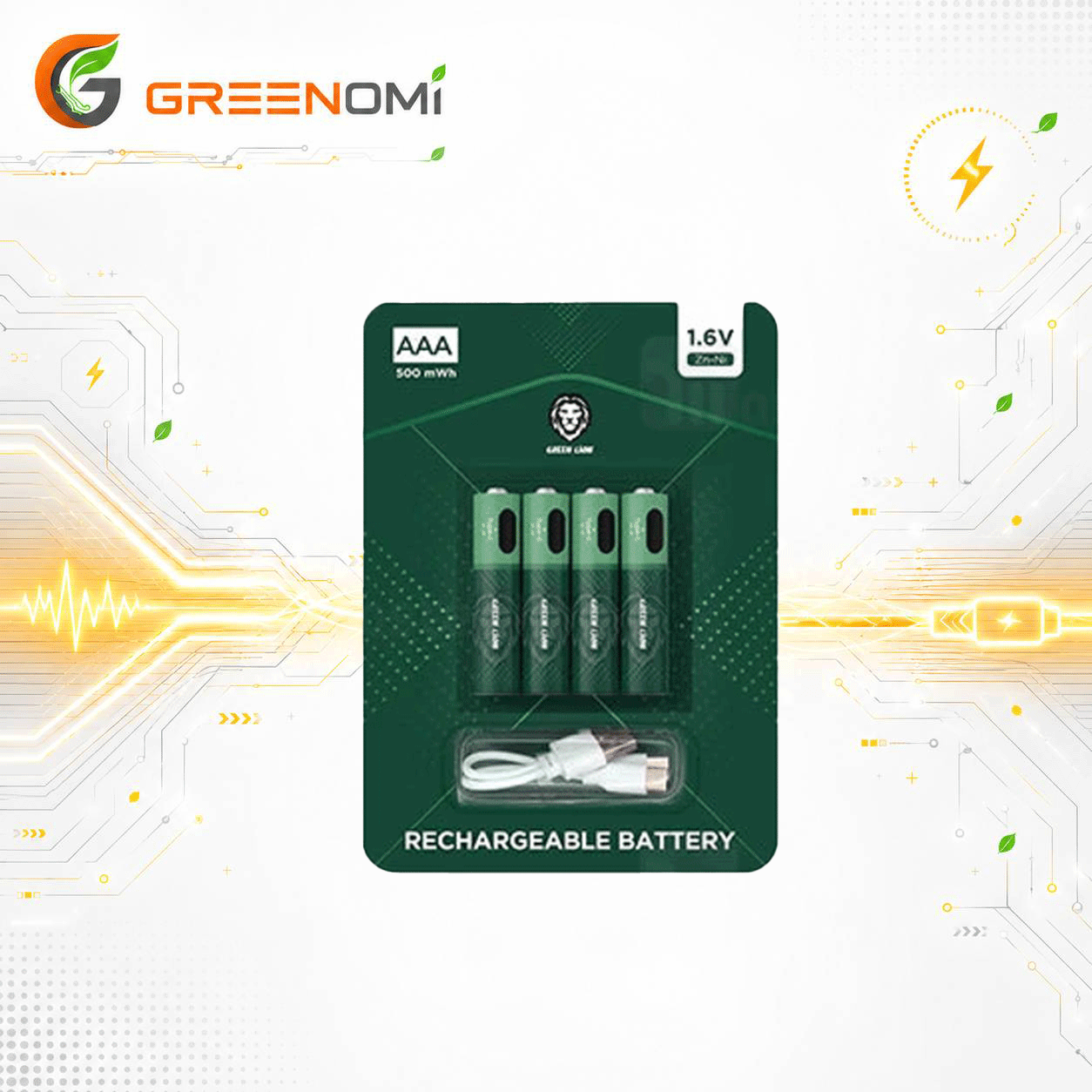 پک 4 عددی باتری نیم قلمی شارژی گرین لاین Green Lion AAA Rechargeable Battery