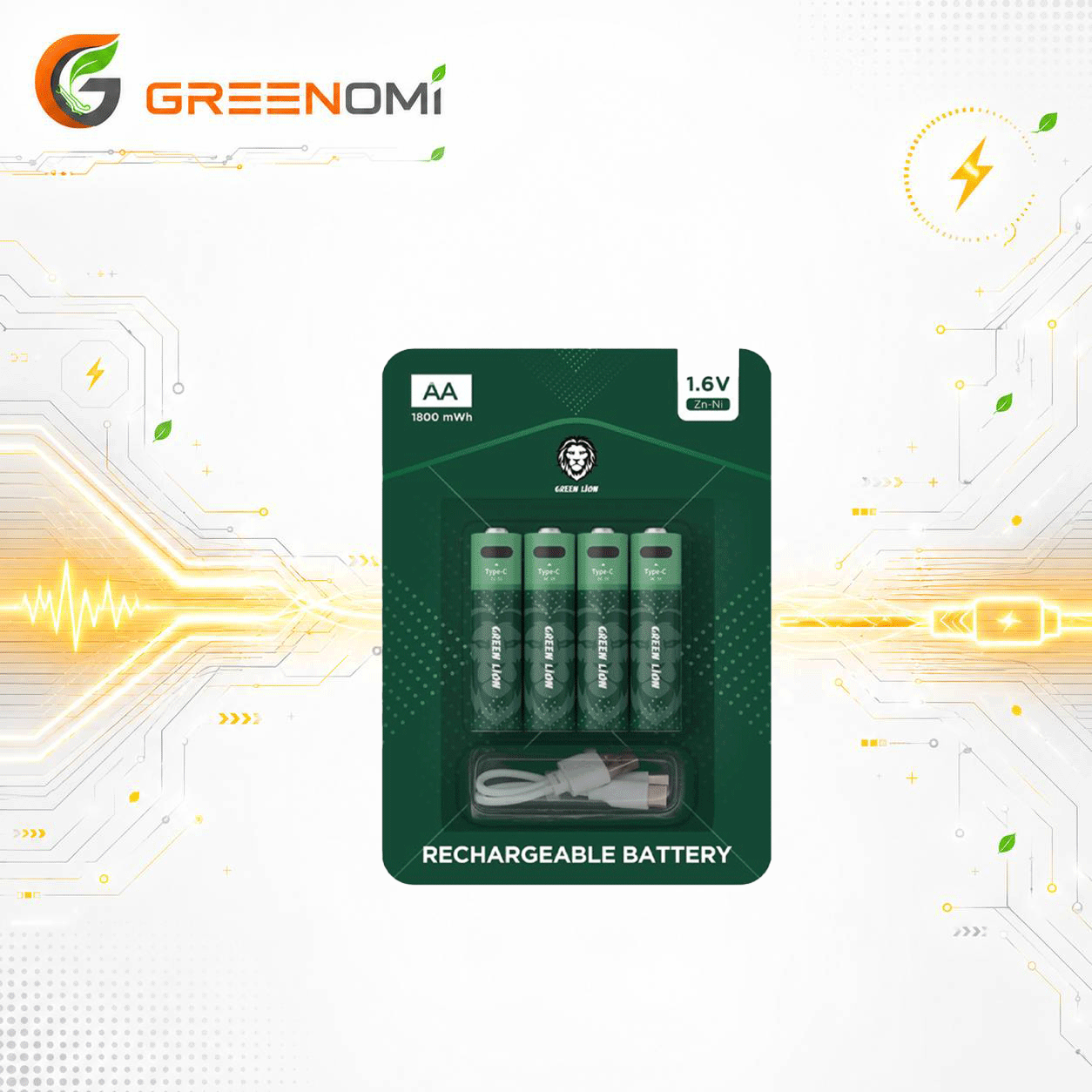 باتری قلمی چهار عددی شارژی گرین لاین Green Lion BATTERY AA