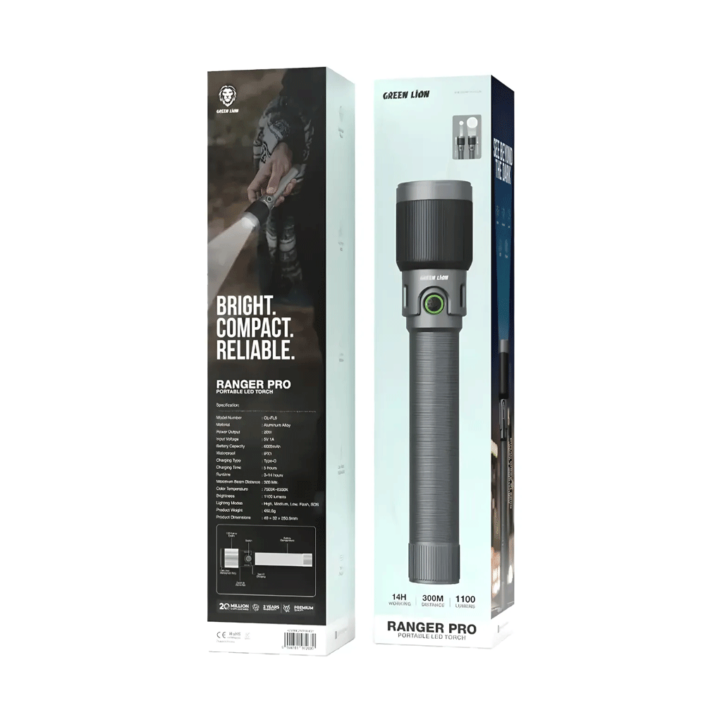 چراغ قوه شارژی گرین لاین Green lion RANGER PRO