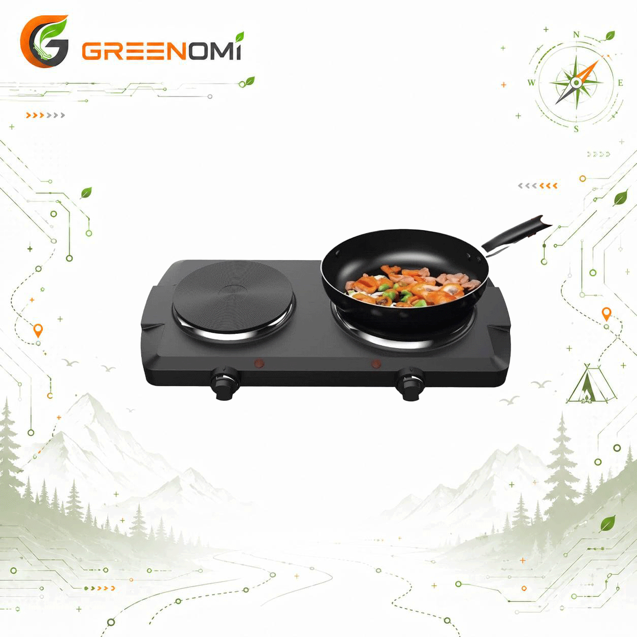 اجاق برقی دوتایی 2500وات گرین لاین Green lion electric stove