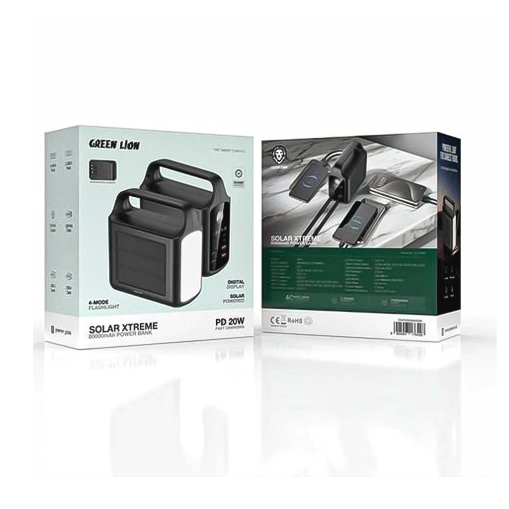 پاوربانک خورشیدی گرین لاین مدل Green lion SOLAR XTREME 100000mah PD 20W