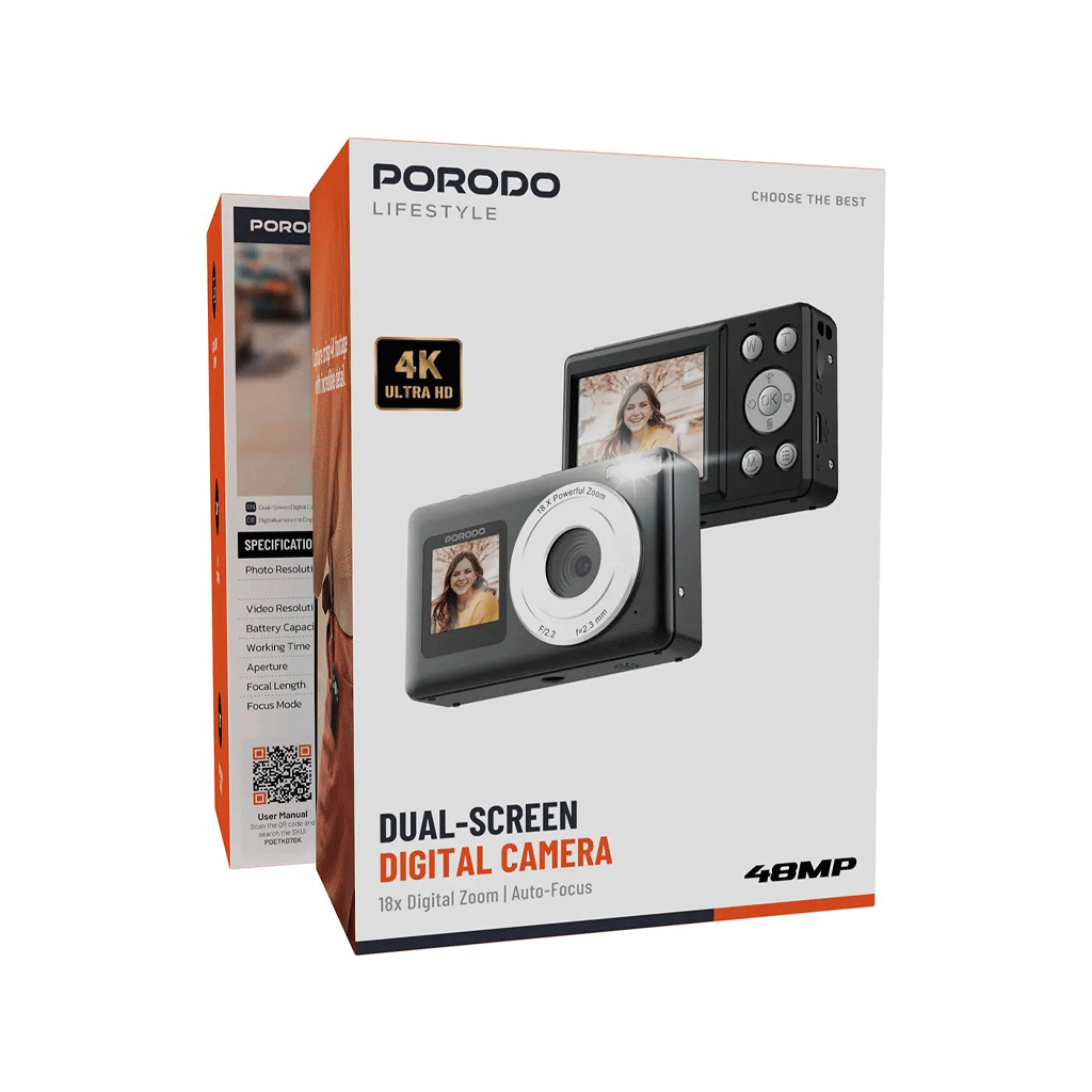 دوربین دیجیتال پرودو Porodo Dual-Screen Digital Camera PDETK07BK